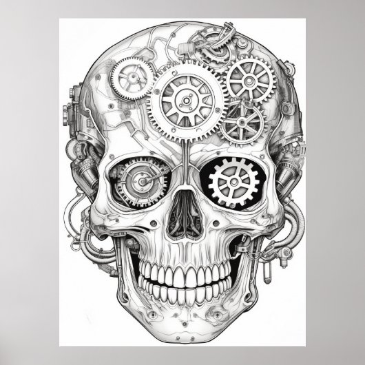 Sugar Skull Images Black + White on a Wall Poster (Vorne)