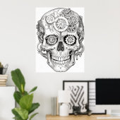 Sugar Skull Images Black + White on a Wall Poster (Heimbüro)