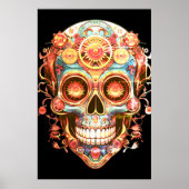 Sugar Skull Images Bright Smiling Guy on a Wall Poster (Vorne)