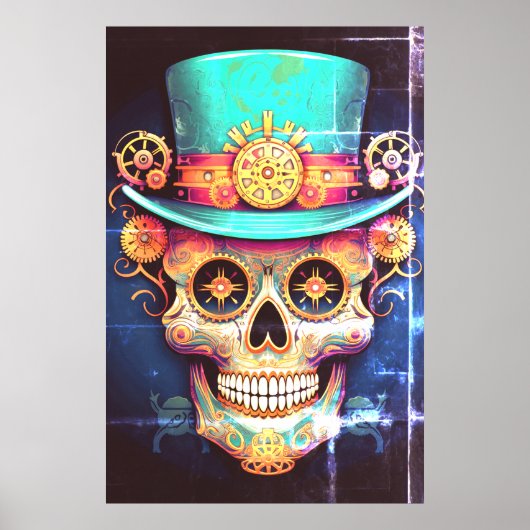 Sugar Skull Images Cool Guy in a Cool Hat on Wall Poster (Vorne)