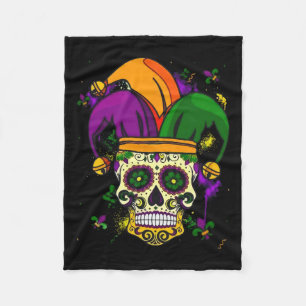 Sugar Skull Jester Hat Mardi Gras Fat Dienstag Car Fleecedecke