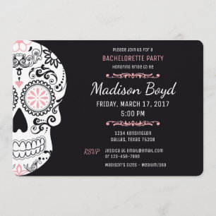 Sugar Skull Junggeselinnen-Abschied Pink & Black E Einladung