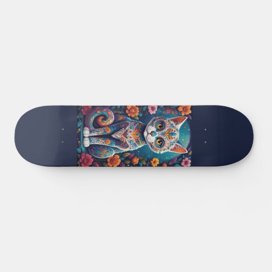 Sugar Skull Kitty Skateboard (Horizontal)