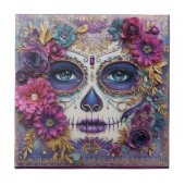 Sugar Skull Lady Face Day Of The Dead Ceramic Tile Fliese (Vorderseite)