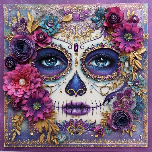 Sugar Skull Lady Face Day Of The Dead Ceramic Tile Fliese