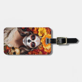 Sugar Skull Lady Gepäckmarke Gepäckanhänger (Vorderseite horizontal)