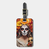Sugar Skull Lady Gepäckmarke Gepäckanhänger (Vorderseite vertikal)