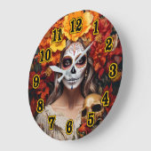 Sugar Skull Lady Large Clock Große Wanduhr (Winkel)