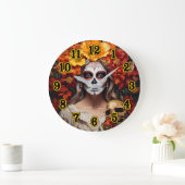 Sugar Skull Lady Large Clock Große Wanduhr (Zuhause)