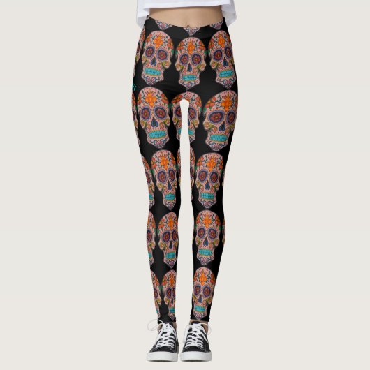 Sugar Skull Leggings Day of the Dead YOUR NAME (Vorderseite)