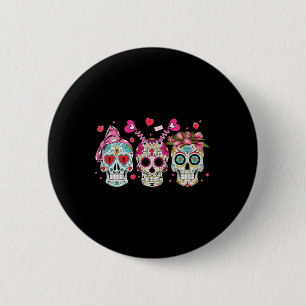 Sugar Skull Liebhaber Valentinstag Paarung Button