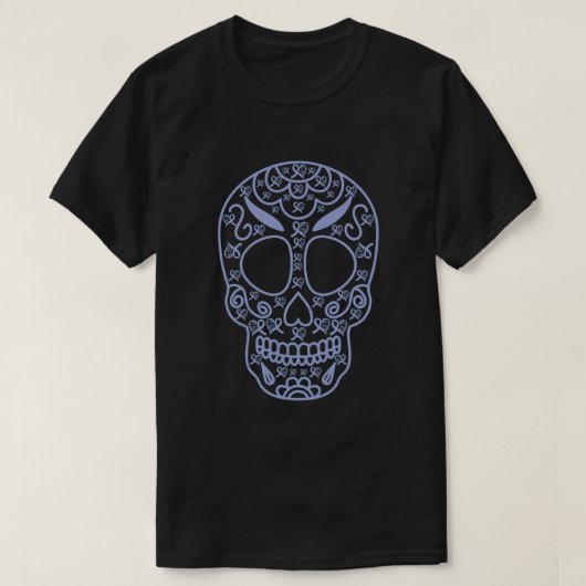 Sugar Skull Light Blue Ribbon Prostatakrebs im Kri T-Shirt (Design vorne)