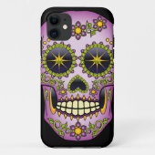 Sugar Skull Lila Floral Case-Mate iPhone Fall Hülle (Rückseite)
