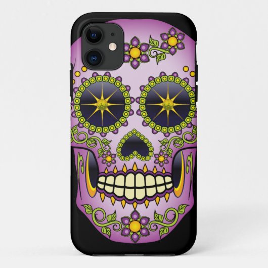 Sugar Skull Lila Floral Case-Mate iPhone Fall Hülle (Rückseite)