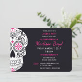 Sugar Skull Lingerie Party Hot Pink & Black Invite Einladung (Stehend Vorderseite)