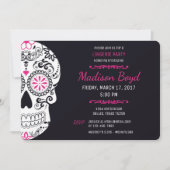 Sugar Skull Lingerie Party Hot Pink & Black Invite Einladung (Vorderseite)