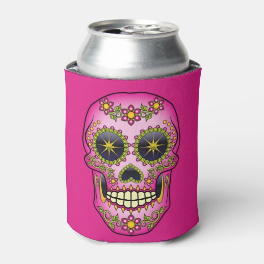 Sugar Skull Magenta Floral Dosenkühler (Kanne Vorderseite)