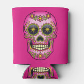Sugar Skull Magenta Floral Dosenkühler (Rückseite)