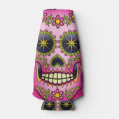 Sugar Skull Magenta Floral Flaschenkühler (Vorderseite)
