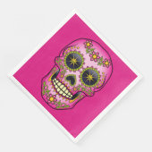 Sugar Skull Magenta Floral Serviette (Ecke)