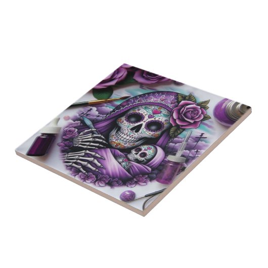 Sugar Skull Mama Fliese (Seite)
