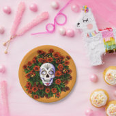 Sugar Skull Marigold Dia de Los Muertos Halloween Pappteller (Party)