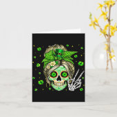 Sugar skull messy bun leopard shamrock st patricks karte (Gelbe Blume)