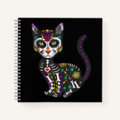Sugar Skull Mexican Cat Halloween Day Of The Dead Notizblock (Vorderseite)