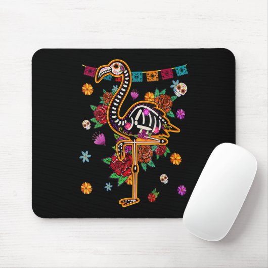 Sugar Skull Mexican Flamingo Knochen Halloween Mousepad (Mit Mouse)