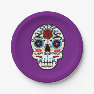 Sugar Skull Mexican Skeleton Party Pappteller