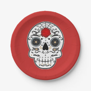 Sugar Skull Mexican Skeleton Party Pappteller