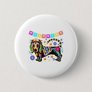 Sugar Skull mexikanische Dackel Knochen Halloween  Button
