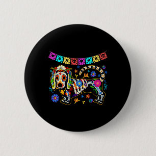 Sugar Skull mexikanische Dackel Knochen Halloween  Button