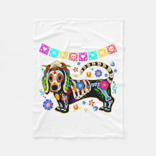 Sugar Skull mexikanische Dackel Knochen Halloween Fleecedecke