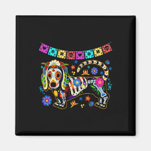 Sugar Skull mexikanische Dackel Knochen Halloween Magnet