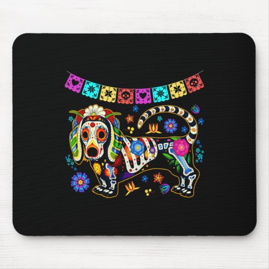 Sugar Skull mexikanische Dackel Knochen Halloween Mousepad (Vorne)