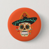 Sugar Skull mit Hat Dia de Muertos | Button