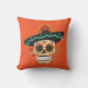 Sugar Skull mit Hat Dia de Muertos   Dekokissen