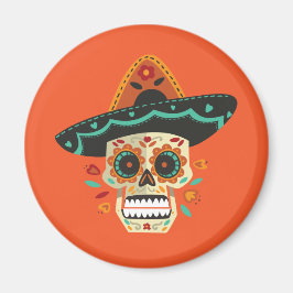 Sugar Skull mit Hat Dia de Muertos | Magnet
