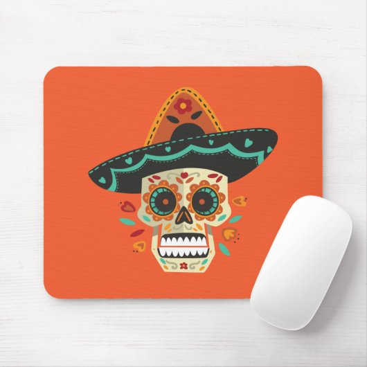 Sugar Skull mit Hat Dia de Muertos | Mousepad (Mit Mouse)