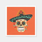 Sugar Skull mit Hat Dia de Muertos | Serviette (Vorderseite)