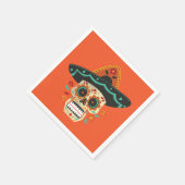 Sugar Skull mit Hat Dia de Muertos | Serviette (Ecke)