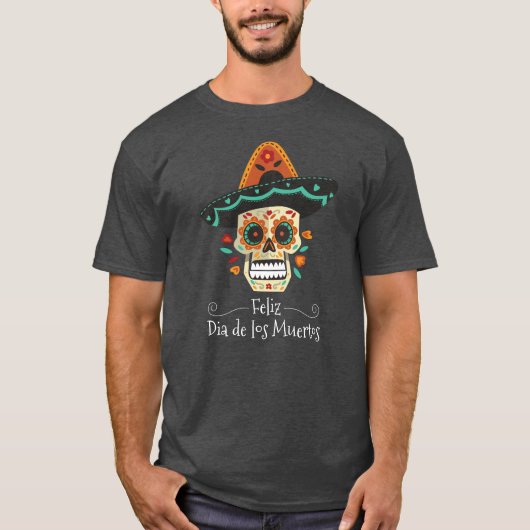 Sugar Skull mit Hat Dia de Muertos | Shirt (Vorderseite)