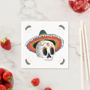 Sugar Skull mit Sombrero Halloween Serviette