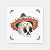 Sugar Skull mit Sombrero Halloween Serviette (Vorderseite)