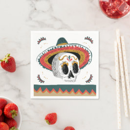 Sugar Skull mit Sombrero Halloween Serviette