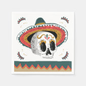 Sugar Skull mit Sombrero Halloween Serviette (Vorderseite)