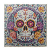 Sugar Skull Mosaic Day Of The Dead Ceramic Tile Fliese (Vorderseite)