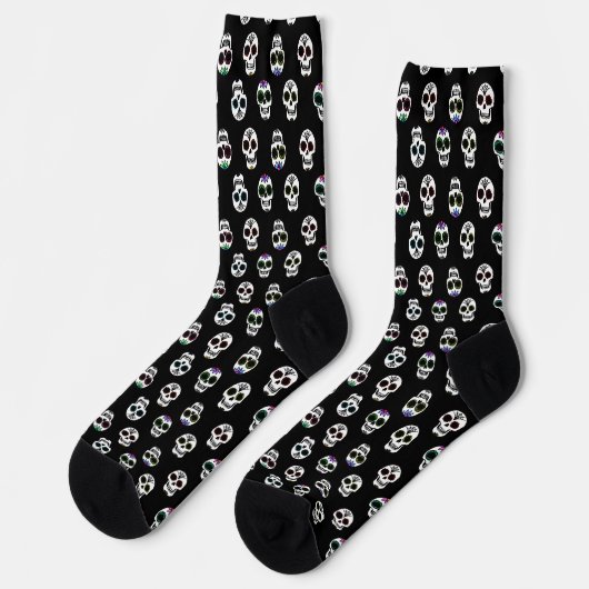 Sugar Skull Muster Halloween Socken (Linkes Detail)