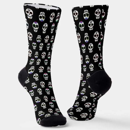 Sugar Skull Muster Halloween Socken (Gewinkelt)